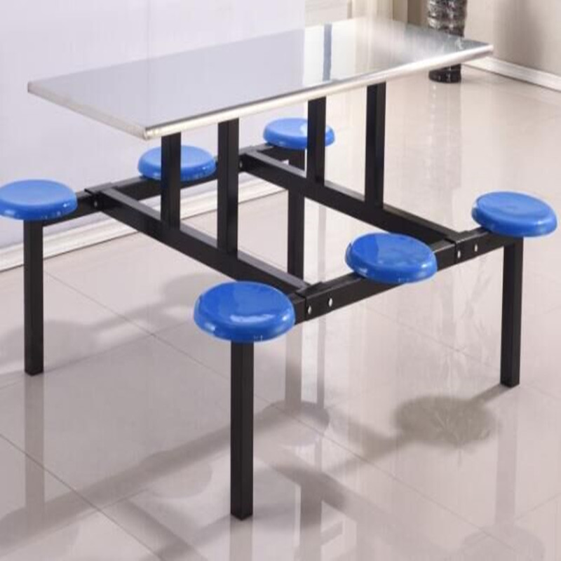 业飞食堂连体餐桌 QY-110六人不锈钢餐桌