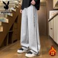 花花公子新款青少年学生裤男装直筒休闲加绒加厚奥粒绒卫裤K773R_318