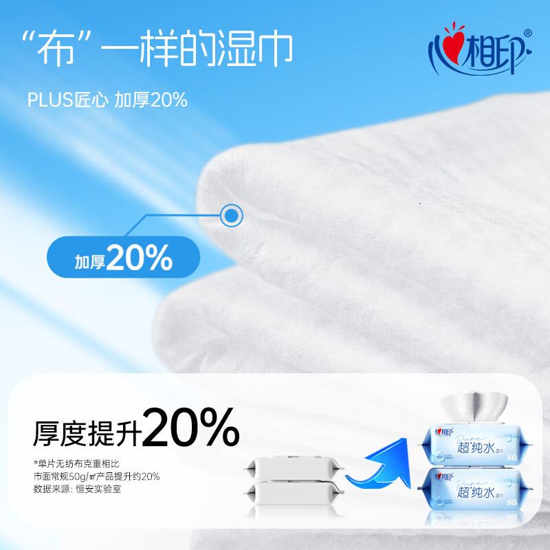 心相印(Mind Act Upon Mind) 湿巾 80片/包一次性抽取式湿巾纸 [包]高清大图