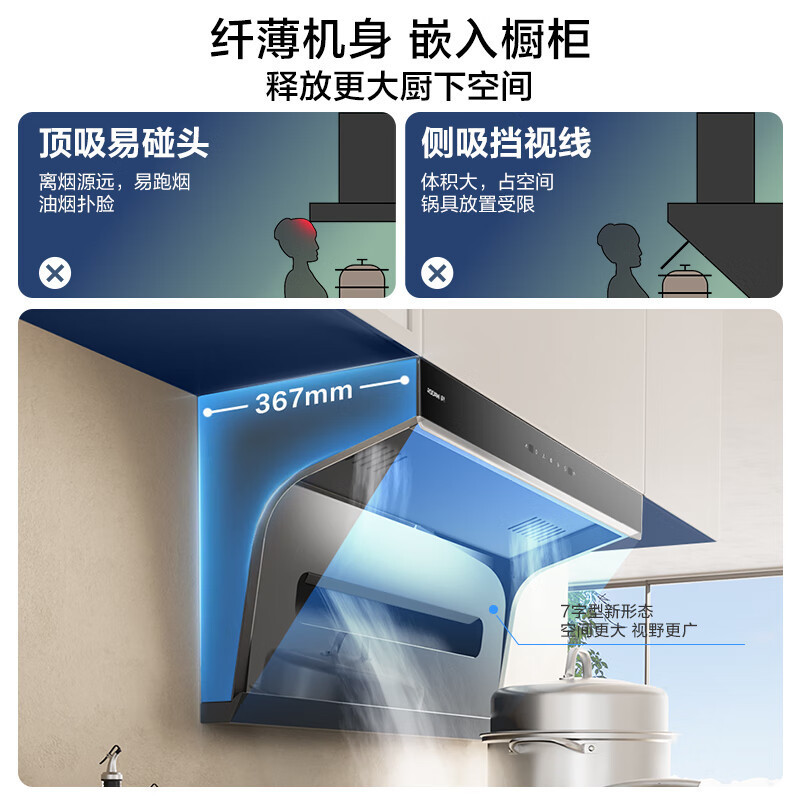老板(Robam)[星辰系列]抽油烟机顶侧小黑翼双吸三吸 侧吸油烟机25家用大吸力 油烟机20A8S高清大图