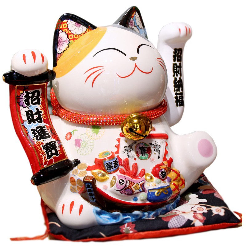 日本正版猫摆件开业摇手特大号陶瓷电动摇手猫商铺创意礼品 三维工匠 金运-特大号摇手猫高清大图