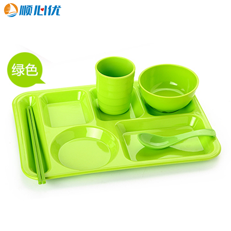 顺心优 密胺六格餐盘 五件套/件高清大图