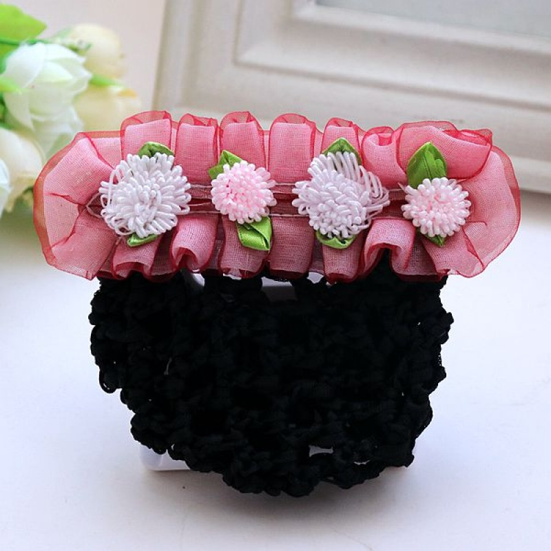 职业头花上班护士头花银行员工带兜花朵盘卡子扎头饰品