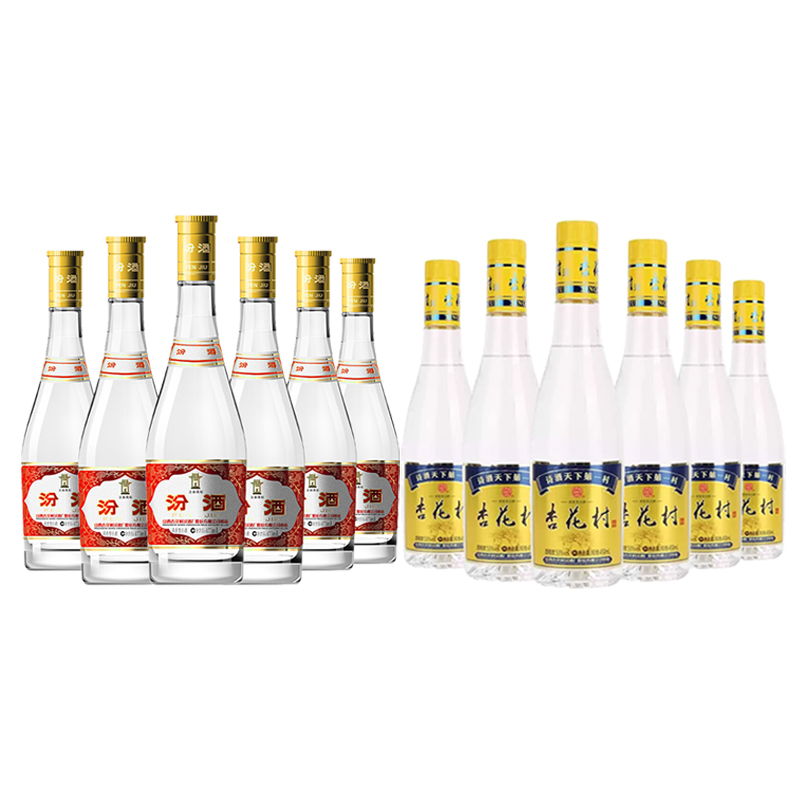汾酒 黄盖玻汾53度475ml*6瓶+金标杏花村53度450ml*6瓶 共12瓶 清香型 日常口粮酒高清大图