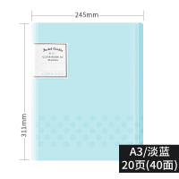 日本KOKUYO国誉A3试卷收纳袋大容量小学生初中生用多层透明文件夹插页式分页文件夹 A3淡蓝色/淡彩