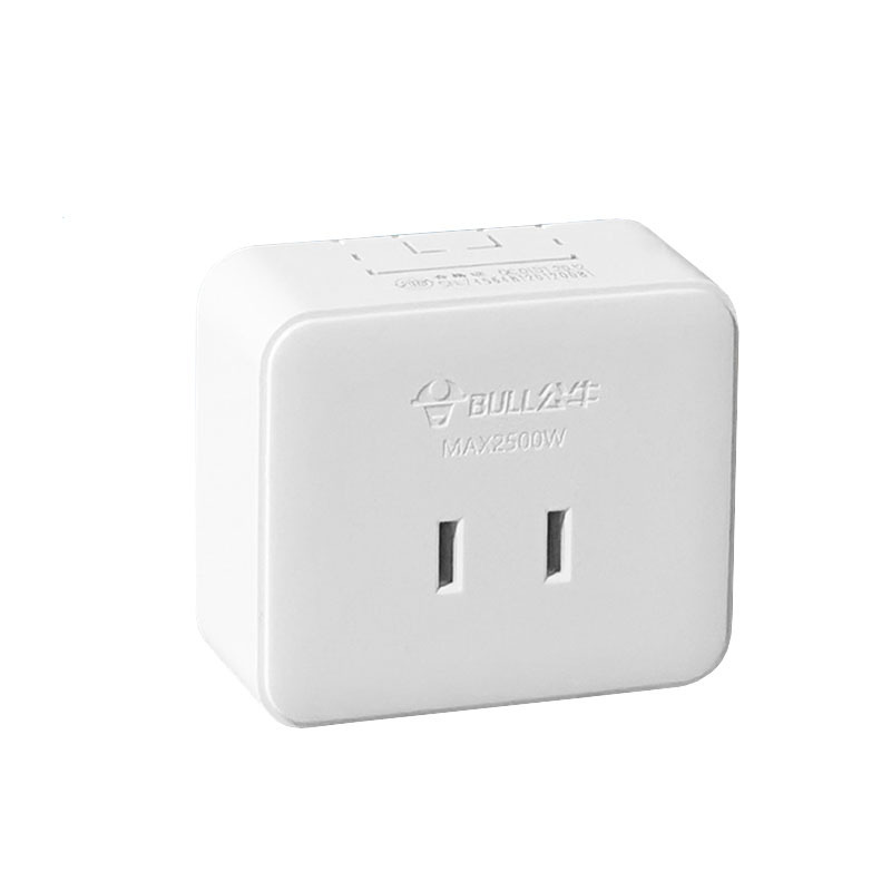 公牛 GN-Z1墙壁桌面门框明装型插座10A扁圆二孔插头2眼插座