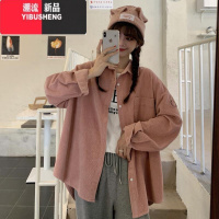 YIBUSHENG灯芯绒衬衫女设计感小众上衣2022年新款韩版宽松长袖衬衣外套