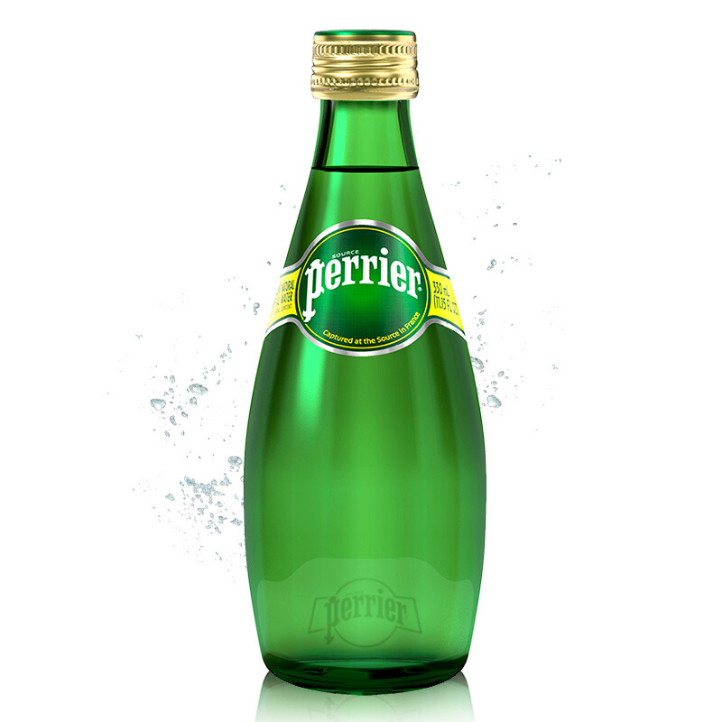 巴黎水(Perrier) 原味 330ml*4玻璃瓶 气泡水 天然矿泉水