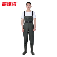 高翊柏 17030194 半身下水裤 85丝绿色双护膝 37码 pvc涉水裤加厚耐磨连体防水背带裤防水裤