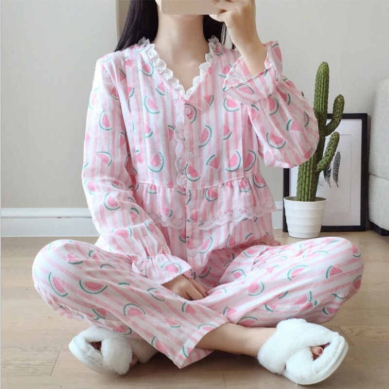 薄款纱双层纱布月子服韩版春秋产妇孕妇哺乳睡衣长袖喂奶夏季