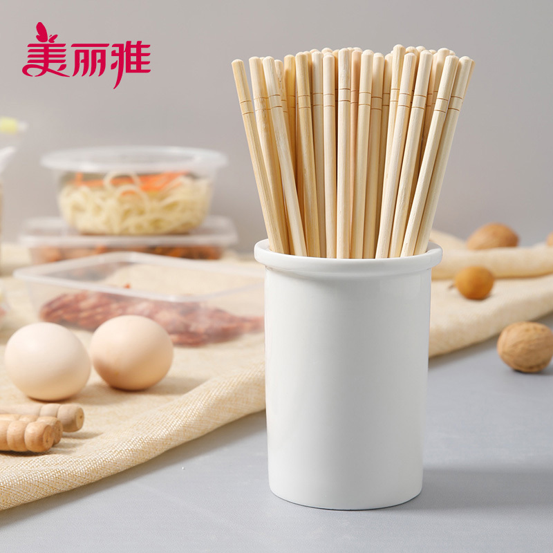 美丽雅 家用独立包装外卖便筷子饭店商用竹筷子一次性圆头竹筷80双入