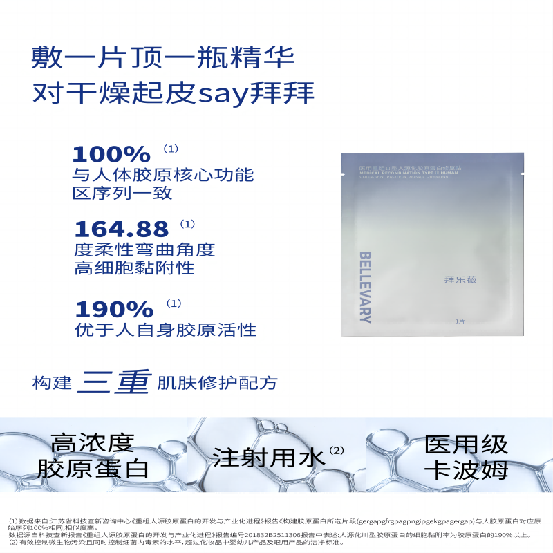 医用重组Ⅲ型人源化胶原蛋白修复贴术后敏感淡化