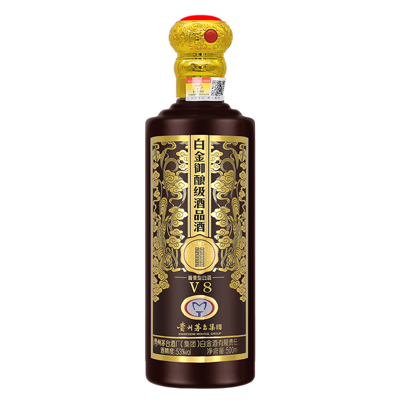 贵州茅台集团白金酒 53° 白金御酿酒品酒V8酱香型 白酒 500ml*6