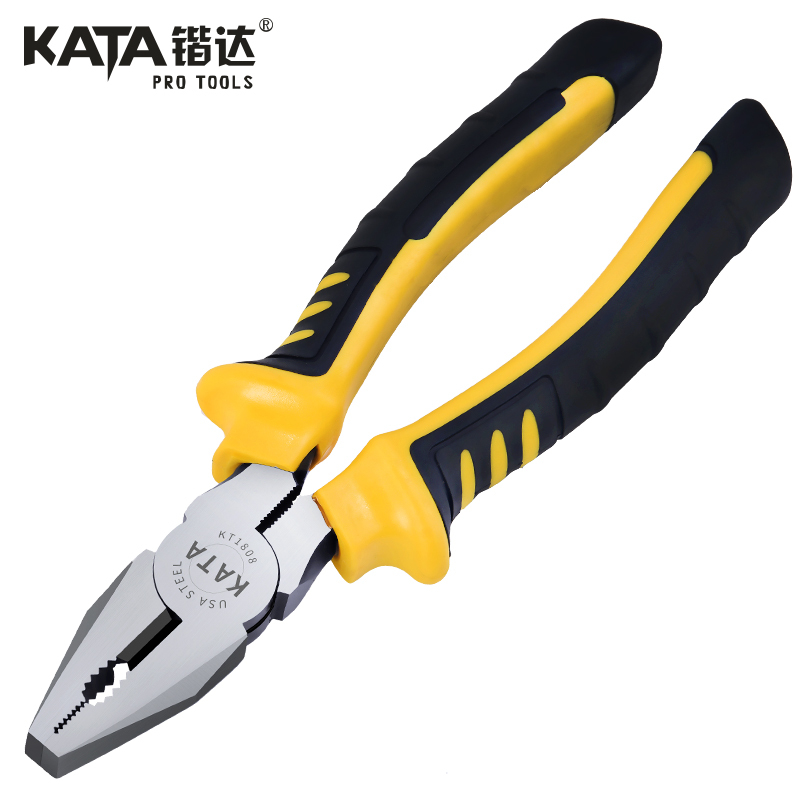 锴达(KATA)钳子钢丝钳8英寸老虎钳克丝钳断线钳电工夹持工具发黑防锈 KT1808