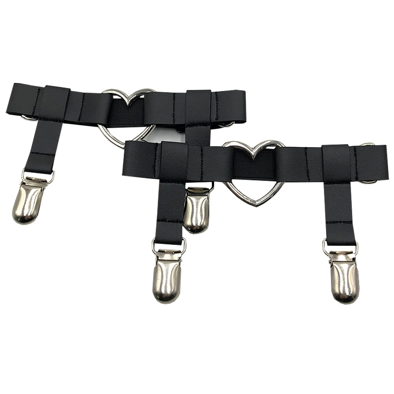 小腿袜扣袜夹腿环女日系ins腿绑带饰品吊袜带腿圈暗黑皮带小腿夹