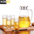 三维工匠家用玻璃冷水壶 防爆耐热高温凉开水杯 加厚泡茶壶大容量果汁扎壶 水壶1.4L+4只水杯