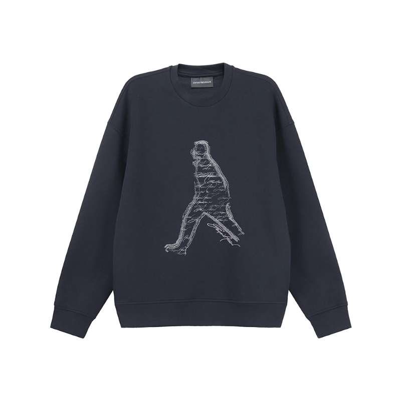 阿玛尼emporioarmani男士宽松版圆领长袖卫衣运动衫3r1mdq1jhsz