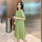 迪鲁奥(DILUAO)孕妇装夏装外出2021新款孕妇连衣裙中长款时尚潮妈孕妇套装夏季宽松透气孕妇裙子 绿色