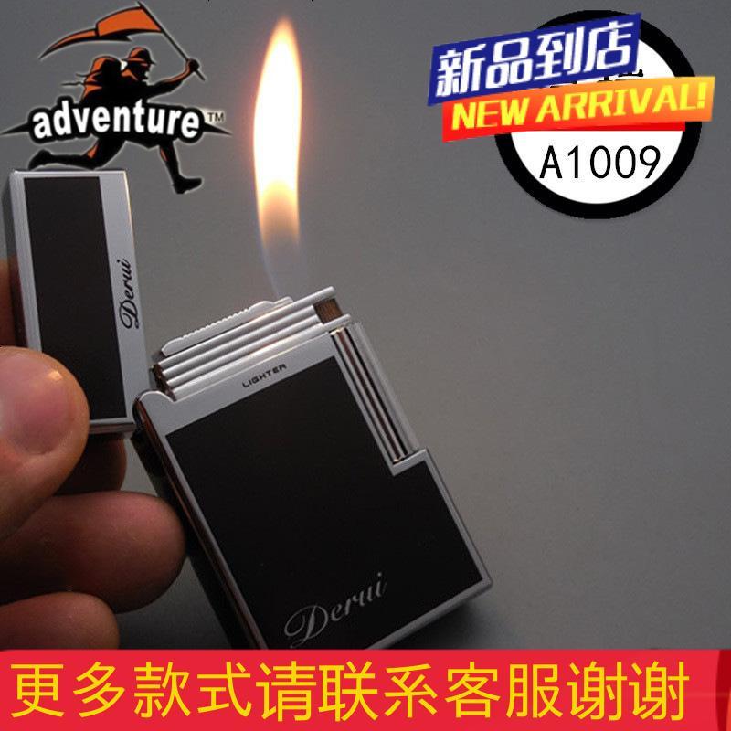 正品朗声1009钢音明火打火机 充气侧滑砂轮创意点烟器高档礼品男
