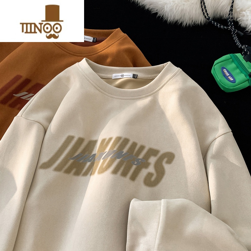 YANXU情侣卫衣男学生美式2023新款潮牌港风青少年宽松连帽外套 米色 2XL