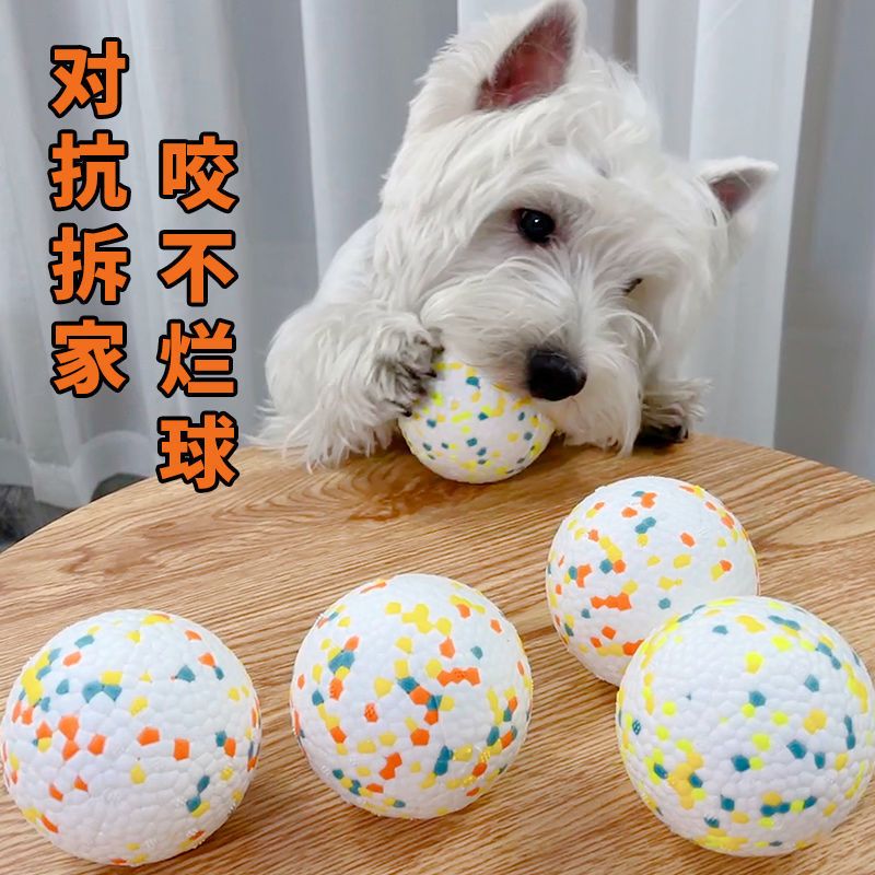 狗狗玩具耐咬弹力球实心球狗的生活用品宠物磨牙球球泰迪解闷神器 红橙蓝[6CM咬不烂球]-小号 [耐咬高弹性可浮水]