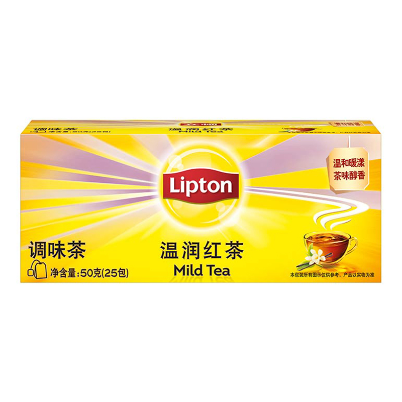 立顿Lipton 红茶 温润红茶叶 斯里兰卡红茶 调味茶冲饮袋泡茶包2g*25 (新老包装随机发货)