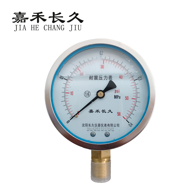 嘉禾长久 耐震压力表检测型 Y TN100 块 0-0.4Mpa