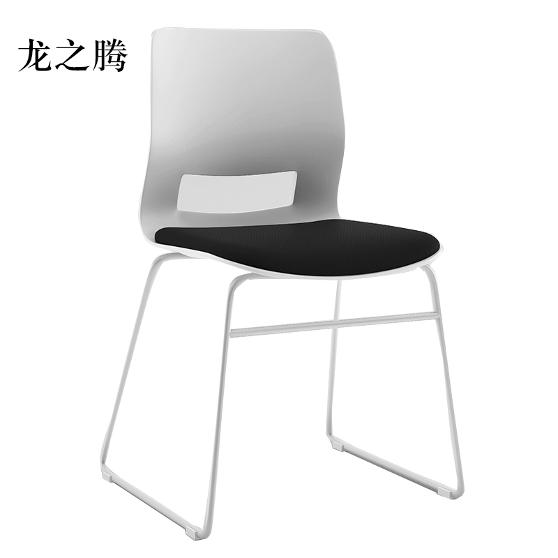 龙之腾培训会议椅弓形椅洽谈椅无扶手黑色软包椅高清大图