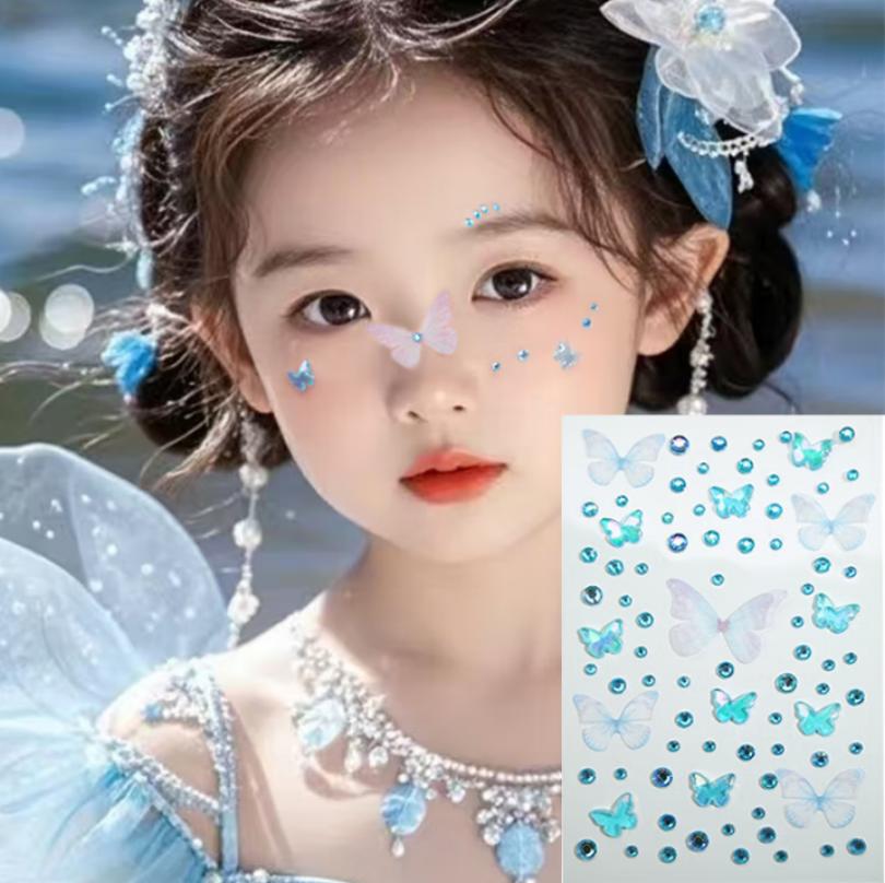 立体水钻幻彩妆容贴纸(紫+粉+蓝)