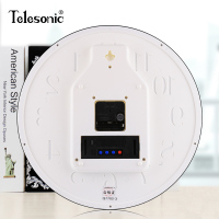 天王星(Telesonic)客厅挂钟 圆形静音石英钟时尚现代简约万年历时钟 教室书房会议室钟表 14英寸