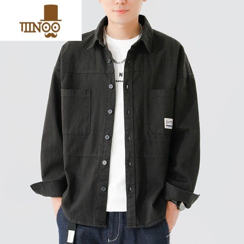 YANXU美式长袖衬衫男感工装免烫寸衫休闲工作衬衣图片