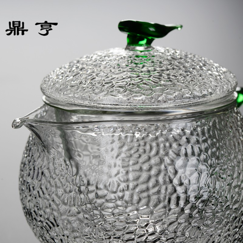鼎亨 日式耐热锤纹玻璃泡茶壶内胆过滤煮茶壶花茶壶功夫茶具