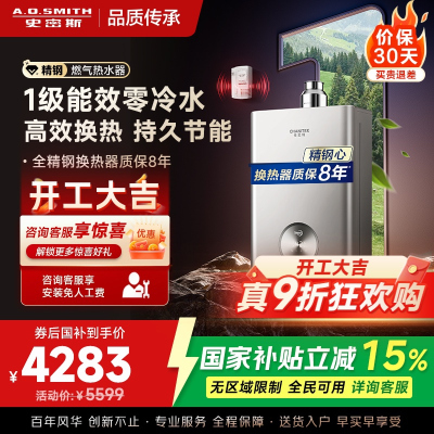 AO史密斯佳尼特 1级能效16L零冷水燃气热水器 JSLQ28-TJ3