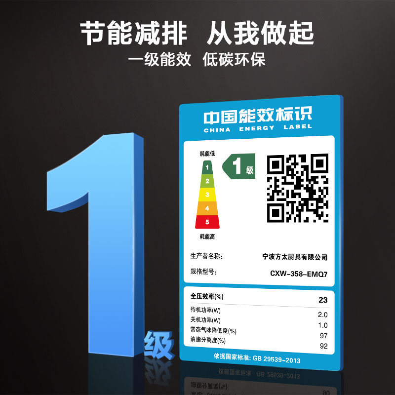 方太(FOTILE)24瞬吸风量欧式顶吸式抽吸油烟机家用厨房脱排单油烟机挥手智控油烟机升级款CXW-358-EMQ7高清大图