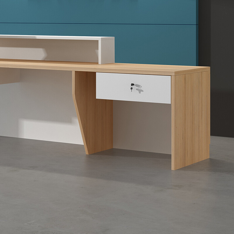 绵冠MIANGUAN前台接待台现代简约L型收银台咨询台服务台迎宾台办公桌不含边柜高清大图