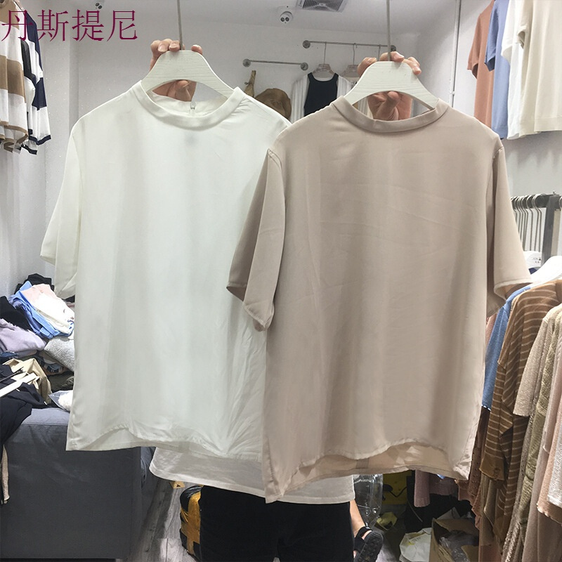 特惠白色圆领T恤女短袖2018夏装宽松休闲百搭打底衫半袖体恤上衣白色均码
