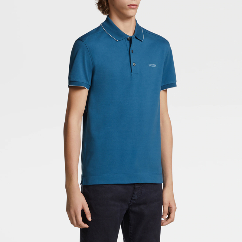 杰尼亚zegna男士棉质修身版短袖polo衫ub358a5b746