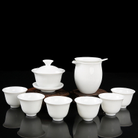 白瓷茶具套装简约盖碗茶杯茶烘焙精灵功夫茶具陶瓷泡茶碗logo定制批發礼 款式十