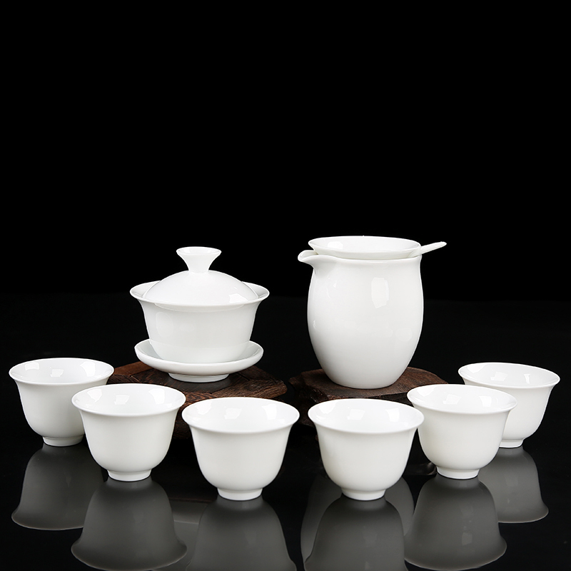 白瓷茶具套装简约盖碗茶杯茶烘焙精灵功夫茶具陶瓷泡茶碗logo定制批發礼 款式十
