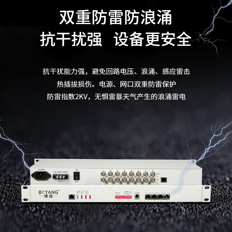 博扬(BOYANG)BY-E8F4 协议转换器 8路E1(16M)转4路以太网 机架式 1对价