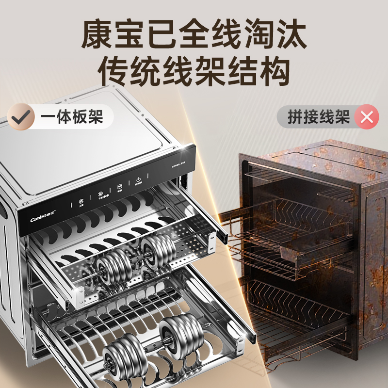 康宝(Canbo)嵌入式家用消毒柜 中温烘干高温二星级消毒 上下双层独立控制消毒碗柜 XDR90-E5E高清大图