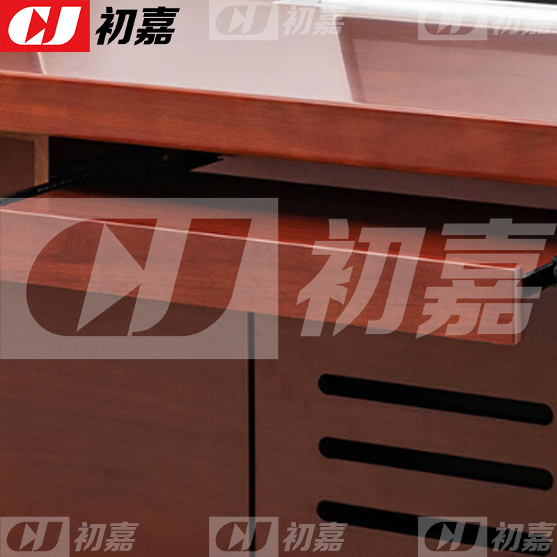 初嘉(CJ) 升降电脑桌多媒体办公桌会议培训桌 2.4米三人位