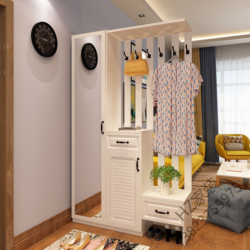 苏宁严选简约北欧入户厅双面隔断鞋柜玄关衣帽镜换鞋凳客餐厅多用储物