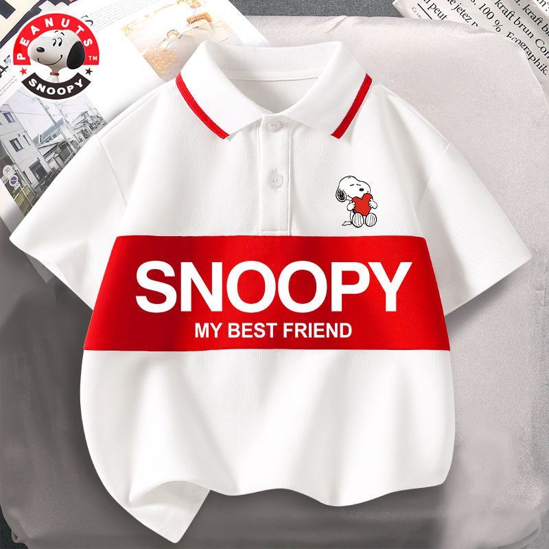 史努比(SNOOPY)儿童拼接短袖polo衫2023新款男童半袖上衣夏装帅气中大童学院风T恤DU