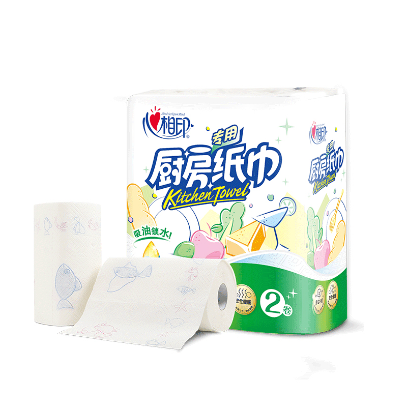 心相印 2粒装75节印花厨房纸巾单提装 厨房用纸厨房吸油纸擦手纸 吸油吸水纸 KT102高清大图