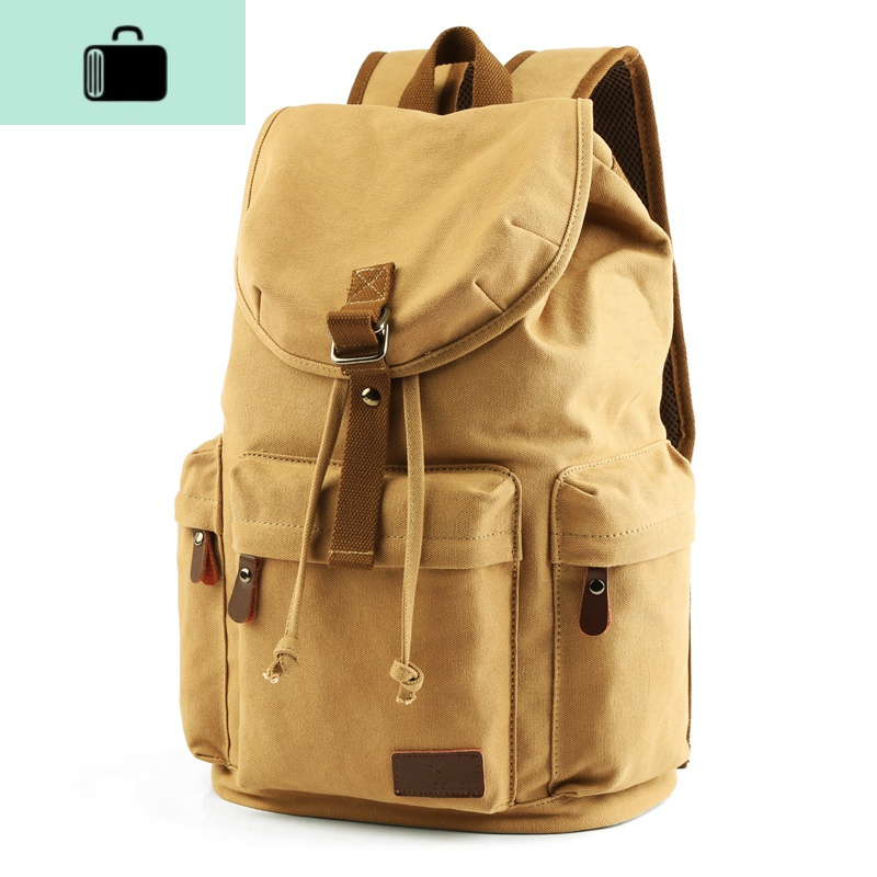 New Lake男士双肩包579663804129 复古帆布双肩包男士休闲背包时尚潮流学生书包男简约电脑包旅行包new Lake 卡其色 价格图片品牌报价 苏宁易购杰伦箱包专营店