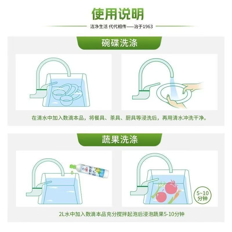 白猫绿茶薄荷洗洁精458g清爽去油洁净清新餐具净蔬果净洗涤剂高清大图