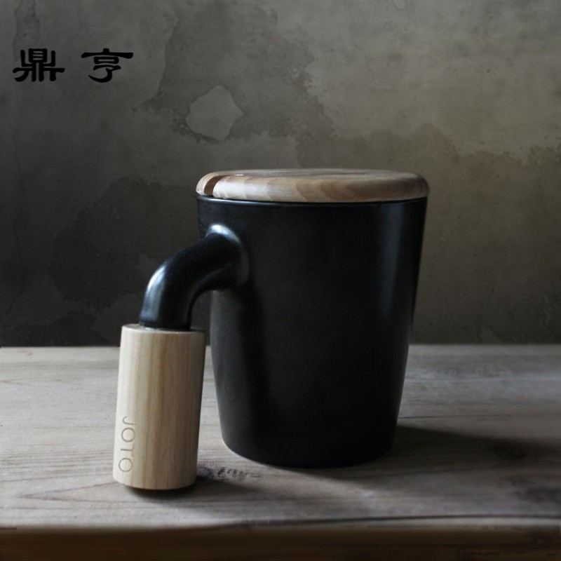 鼎亨咖啡杯简约欧式马克杯创意情侶男女對杯带木盖勺白色陶瓷水杯