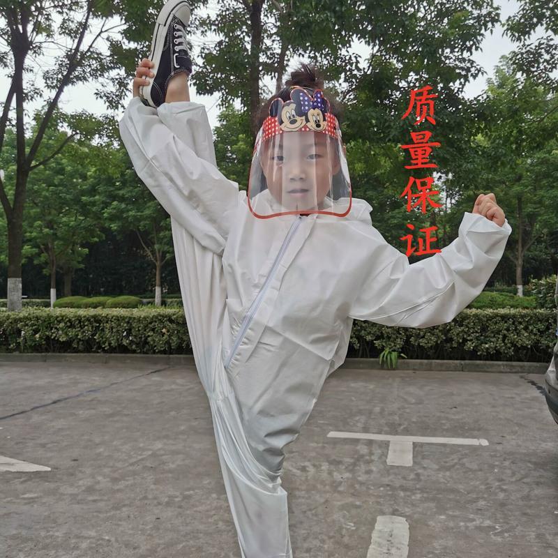 儿童防护服隔离服连体夏季带帽防飞沫婴儿服乘机防护衣非一次性 儿童防护服1件 升级款S码适合85-110CM