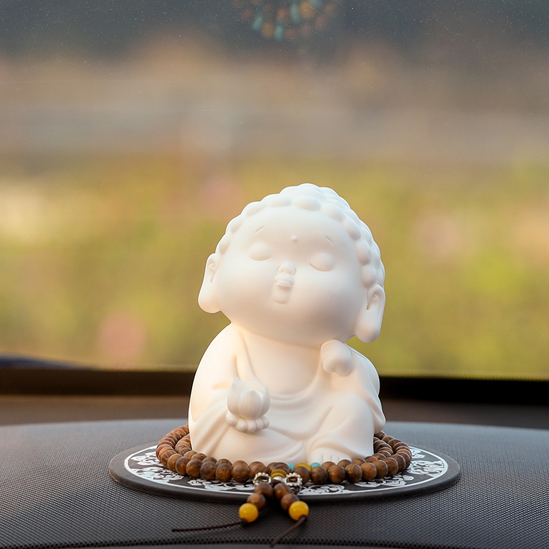 汽车摆件如来佛像可爱陶瓷车载车上装饰用品禅意小佛男佛像三维工匠
